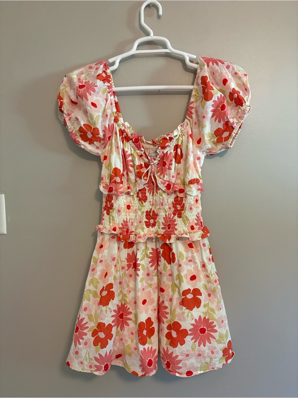 Sabo Skirt Katalina Floral Midi Dress XS 100% Cotton Puff Sleeve Smocked